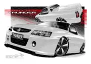 HOLDEN VZ II THUNDER SS UTE HERON WHITE A2 FRAMED PRINT (HC676)