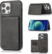 YocoverTech for iPhone 13 Pro Max Case,for iPhone 13 Pro Max Back Case,PU Leather Magnetic Back Shell Cover Case with Card Holders[6.7 inch]-Black