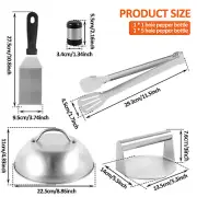 6Pcs Smash Burger Kit with Lid Griddle Spatula 5.5 Inch Stainless Steelி