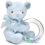 5.5" Plush & Rattle Blue Teddy Bear
