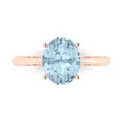 2.5 ct Oval Cut Gemstone Solitaire Promise Ring Rose Gold, Anniversary Gift