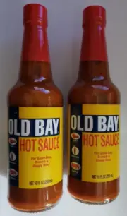 Qty 2 Bottles - OLD BAY HOT SAUCE - 10 oz Each - Sealed Bottles - Exp 12/2025