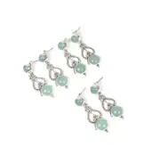 Wholesale 925 3PR Solid Sterling Silver Aqua Chalcedony Stud Earring Lot f639