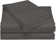 Royal Comfort Quilt Cover Set 1200TC Damask Stripe Cotton Blend Ultra Soft, Luxurious, 1 x Quilt Cover, 2 x Pillowcases (3 Pcs, Queen, Charcoal Grey)