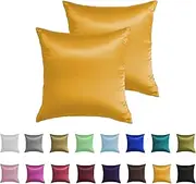 Silky Soft Satin European Pillowcase Pillow Sham - 2 Pack - 65cm x 65cm (Amber)