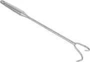 VICASKY Stainless Steel Meat Hook with Long Handle Durable BBQ Flipper Turner for Safe Handling for Grilling Steaks and Barbecue Cooking Reusable Kitchen Tool for Food