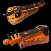 6 strings 24 keys Hurdy Gurdy bird's eye inlay shell purfling carved woman head