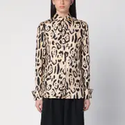 [Sportmax] Silk animal print shirt 38 IT Beige