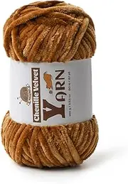 Plush Chenille Chunky Yarn - Fluffy Velvet Yarn Crochet for Blanket Knitting and Crocheting - Soft Baby Yarns for Crocheting - Amigurumi Crochet Yarns 100g (87yds) (Brown)