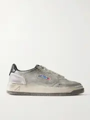 [Autry] Autry - Super Vintage Distressed Leather And Suede Sneakers - Gray - IT35 IT 35 Gray