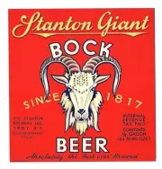 Stanton Giant Bock IRTP Beer Bottle Label Troy N Y