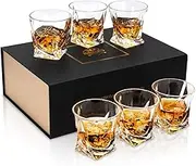 KANARS Whiskey Glasses Set, No-Lead Crystal Whisky Glass 300 ml for Cognac, Martini, Bourbon, Cocktail, Tequila, 6-Piece, Unique Stylish Gift Box