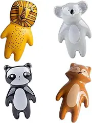 4 PCS Cute Animal Knobs Kid Handles with Screws, Cartoon Ceramic Cupboard Knobs, Nursery Drawer Handles, Suitable for Room Bedroom Bathroom Kitchen Door Dressers