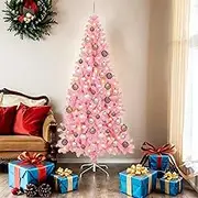 vidaXL 180cm Artificial Pink Christmas Tree with LED Lights, USB Powered, Cone-Shaped for Indoor Holiday Decor