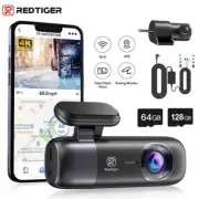 REDTIGER Dash Cam 4K Front and Rear WiFi&GPS with Hardwire Kit and 128GB SD Card