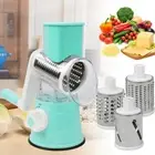 Rotary Cheese Grater Round Vegetable Mandoline Slicer Shredder Chopper 3 Blades