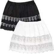 [MYDUOLIA] Lace Shirt Extender for Women Plus Size Underskirt Elastic Waist Half Slip Mini Skirts