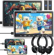 GOnavidio 10.1” Dual Car DVD Player with HDMI Input, Car TV for Back Seat with Auto Suction-type Disc in, Play a Same or Two Different Movies, 2 Headphones Mounting Brackets, USB/TF Card, Last Memory