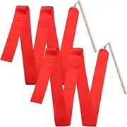 BELLIFFY Rhythmic Ribbon Dancing Ribbon Dance Ribbons Dance Ribbon Streamer Dance Equipment Dancing Streamers Gymnastics Sticks Ribbon Dancer Wand Dancing Silk Ribbon Wooden Red