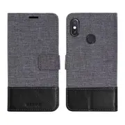 MUXMA PU Canvas Splicing Wallet Case for Xiaomi Redmi Note 5 Pro (Dual Camera)mi Note 5 (China)