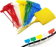 Cable Marker Tie Tags Self-Locking Nylon Multicolor Zip Tie Tags with Write o...