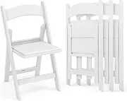 4 Pack Resin Folding Chairs, Portable Patio Chairs w/Padded Seat, All-Weather Resin Frame w/ 550KG Static Load, Lightweight Outside Chairs for Home, Office, Wedding, Party