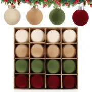12/16PCS Christmas Balls Xmas Tree Flocked Baubles Wedding Ornaments Party Decor