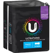 U by Kotex Ultrathin Pads Regular no Wings 14 pack