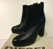 Diesel Women's Charon Black Leather Boots "Creep Deep" Charon Boots Brand New