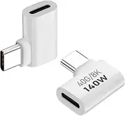 AreMe 2 Pack USB C Male to Female Adapter, 90 Degree Right Angle 140W Type C Extender Adapter for Thunderbolt 4/3, MacBook Pro/Air, Laptop, Phones and More Type C Devices (White)