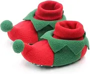 [Cuteinfantbebe] Newborn Infant Baby Christmas Shoes Santa Slippers Booties Anti-Slip Socks Boots Winter Warm Prewalkes