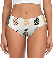 [SAAKE] Pineapple Print Women's Briefs XS S M L XL XXL 3XL 4XL Plus Size Briefs Bikini Ladies Underpants, Black, Large