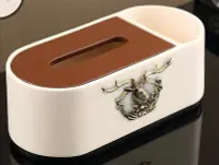 在飛比找Yahoo奇摩拍賣-7-11運費0元優惠優惠-歐式 簡約米色立體麋鹿收納格面紙盒 時尚麋鹿小鹿紙巾收納盒 