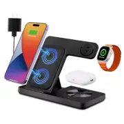 Wireless Charger, 3 in 1 Charging Station for Multiple Devices, Wireless black