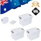 3x Large Heavy Duty 20L Black Plastic Basin Tub Containers Storage Crates Box