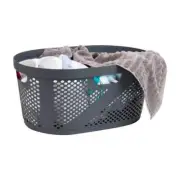 Laundry Basket Hamper Clothes Large Home Rectangle Storage Plastic Handle Gray