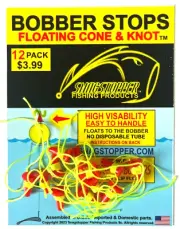 Get 2(12 packs) Snagstopper Floating Cone & Knot Bobber Stops.Higher visibility.