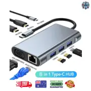 USB-C Laptop Docking Station HUB 4K HDMI, USB 3.0, VGA, SD/TF - AUS Stock