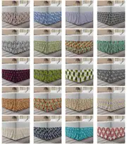 Ambesonne Ornate Floral Bedskirt Elastic Wrap Around Skirt Gathered Design