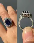 2.40Ct Oval Cut Lab Created Blue Sapphire Wedding Ring 14K White Gold Plated