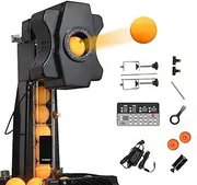 Table Tennis Bowler, Ball Output Frequency 30-90balls/min(9 Levels of Adjustment), Automatic Table Tennis Machine for Training/Tabletop Table Tennis Games with Customize Spin, Frequency