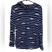 NWT Talbots Blue Rope Pattern Button Up Shirt, Size XS