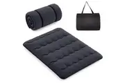 Costway Foldable Mattress Portable Roll Up Mat Japanese Queen Size Floor Mattress w/Carry Bag Black
