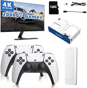 Wireless Retro Game Console, 128G Plug & Play Video Game Stick with 23 Simulators & 40000+ Classic Games, 4K High Definition HDMI Output, Dual 2.4G Wireless Controllers (128G)