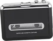 Hoement USB Tape Machine Record Adapter Capture Cassette Audio Tape to Digital Machine Cassette Converter Player for Vinyl Music Player Audio Digital Converter Black Metal