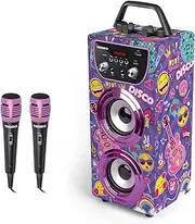 Trendix Karaoke Machine Children's Top Singer Pink Karaoke System with 2 Microphones, Radio FM, USB, Bluetooth and SD Music Box Children Music Box with Microphone