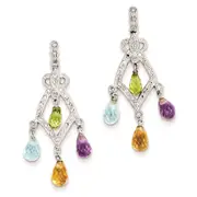 Sterling Silver Gemstone u0026 Diamond Dangle Earrings