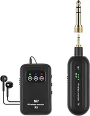 2.4G Wirel in-Ear System Stereo 90° Rotate Transmitter Receiver Set Au Pa g with Earphones Plug and Play Low Latency for Studio Band Rehearsal Live Performance Black One Size