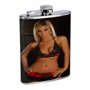 London UK Pin Up Girls D8 Flask 8oz Stainless Steel Hip Drinking Whiskey