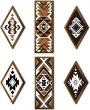Tatuo 6 Pcs Farmhouse Southwest Home Wall Rhombus, Rectangular Geometric